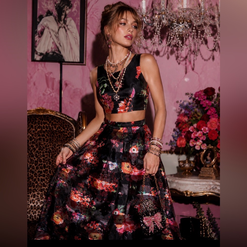 sequin hearts top and skirt gown